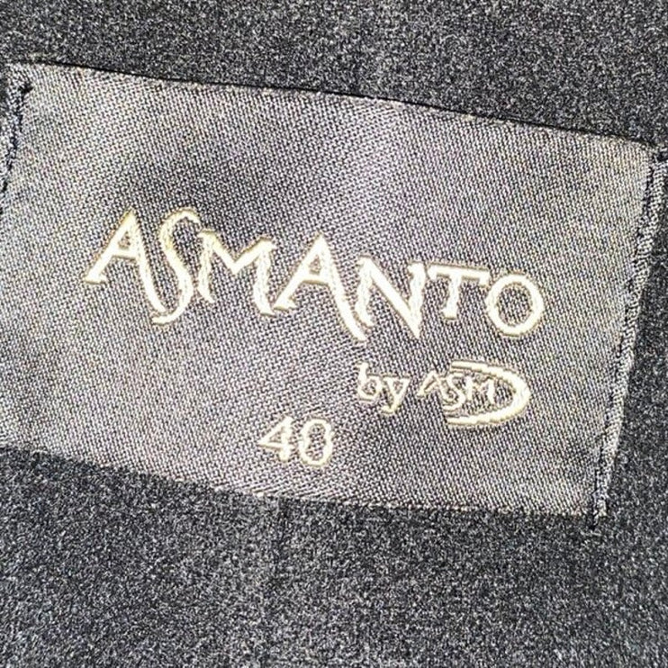 ASM Asmanto Black Zip Up Long Sleeve Wide Collar Belted Trench Coat Jacket Sz 8