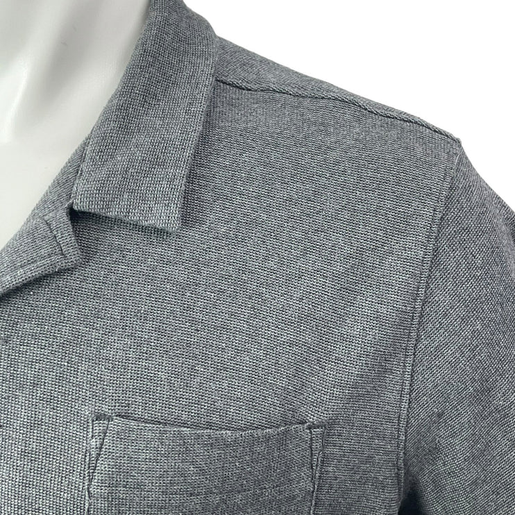 MBX Women's Gray Short Sleeve Chest Pocket Knit Button Down Shirt Top Size L