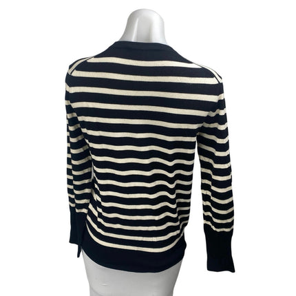 Zara Womens Black White Long Sleeve Crew Neck Knit Pullover Sweater Top Size XL