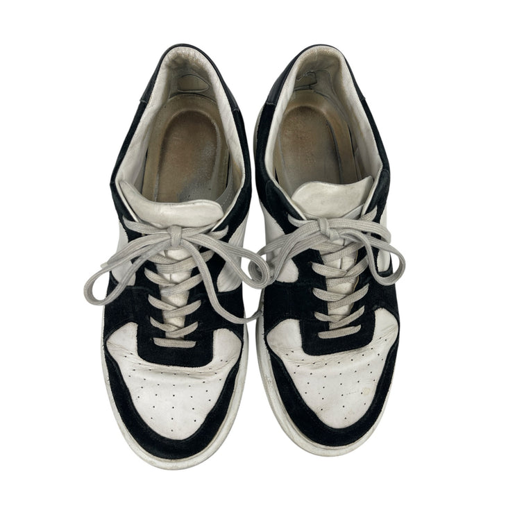 Arne Essential Black White Leather Lace Up Round Toe Athletic Sneakers Shoes 9.5