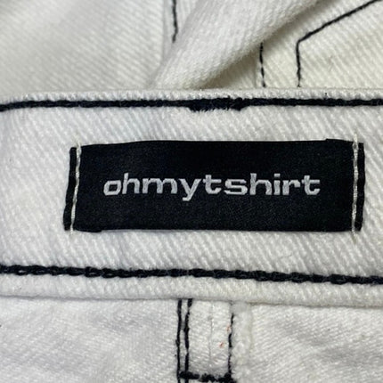 Oh My T Shirt Women's White High Waisted Wide Leg Baggy Denim Jeans Pants Sz 25
