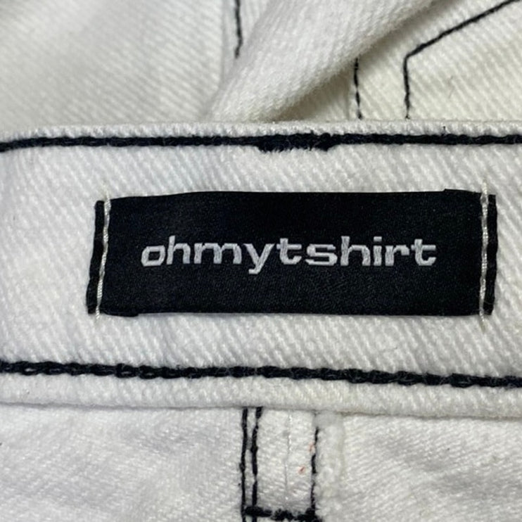 Oh My T Shirt Women's White High Waisted Wide Leg Baggy Denim Jeans Pants Sz 25