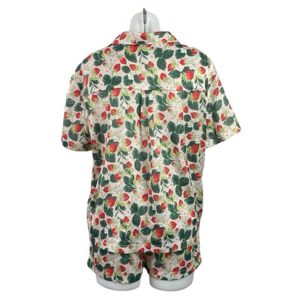 Macy's Flower Show Strawberry Short Sleeve Button Up Sleepwear Pajamas Set XS