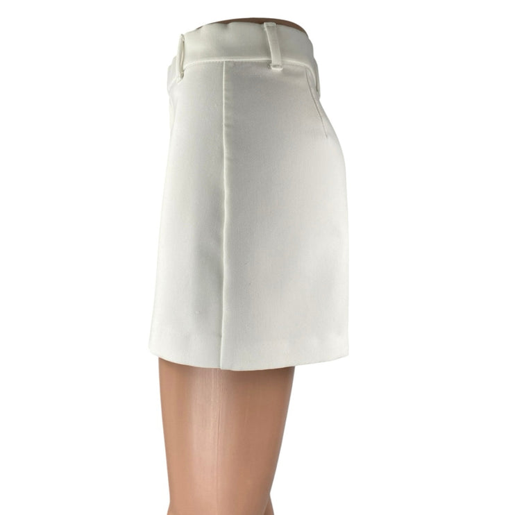 Zara Women's White Front Slit High Waisted Casual Mini Skirt Skort Size XS