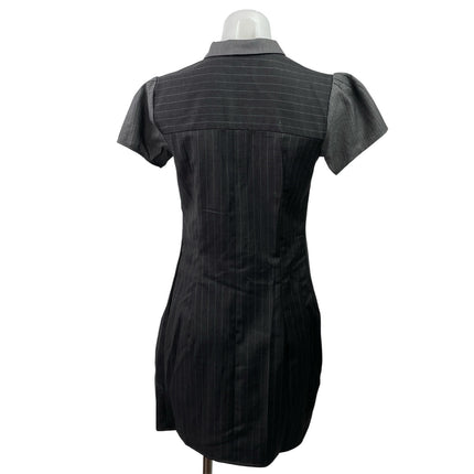 Nicolo Romano Women's Black Short Sleeve Collared Pleated Polo Mini Dress Size M
