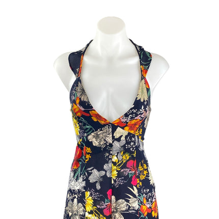 Endless Summer Multicolor Floral Sleeveless Plunge Neck Wide Leg Jumpsuit Sz M