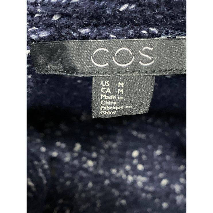 COS Women's Navy Blue Wool Knit Long Sleeve Button Up Cardigan Sweater Top Sz M