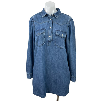 Gap Womens Blue Long Sleeve Button Collared Denim Jeans Mini Shift Dress Size SP