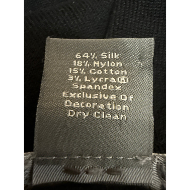 Ann Taylor Black Crochet Embroidered Half Sleeve Blazer Cardigan Blouse Top L