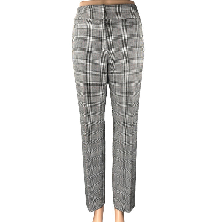Ann Taylor Black White Plaid Checkered Straight Leg Trousers Dress Pants Size 8
