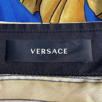 NEW Versace 100% Silk Blue Gold Renaissance Baroque Print Long Sleeve Shirt 48