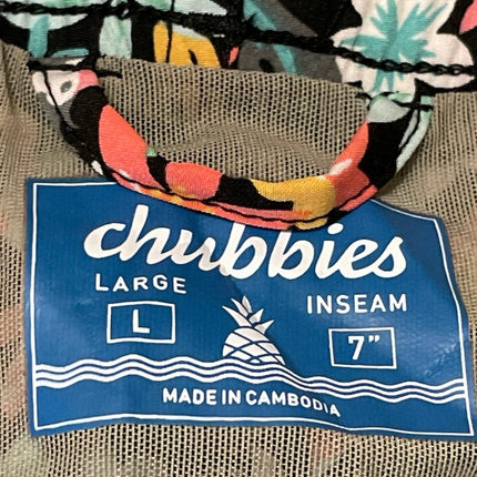 Chubbies The Bloomerang Black Tropical Floral Drawstring Swim Trunks Shorts Sz L