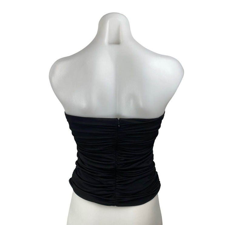 Pixie Market Dominique Black Wire Bustier Strapless Ruched Blouse Top Size S