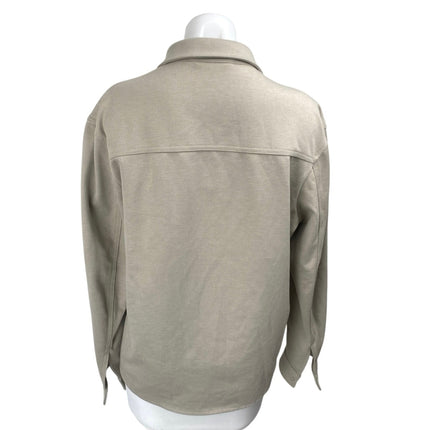 Zara Men's Beige Long Sleeve Button Down Collar Pockets Shirt Jacket Top Size M