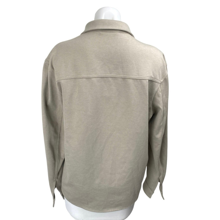 Zara Men's Beige Long Sleeve Button Down Collar Pockets Shirt Jacket Top Size M