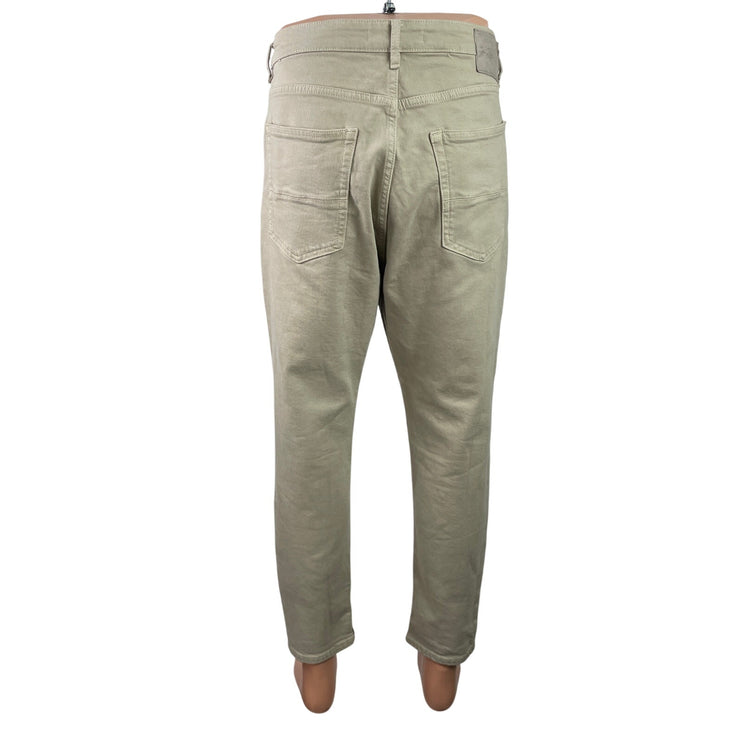 MNG Mango Men's Beige Khaki Mid Rise Casual Straight Leg Trousers Pants Size 36