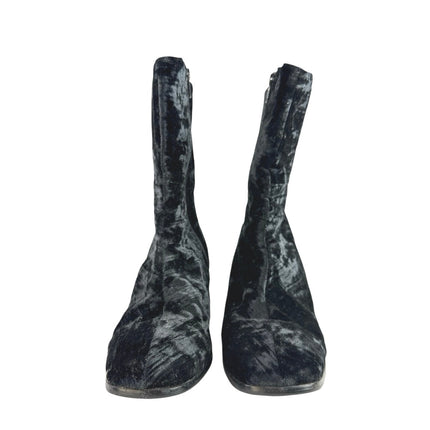 Internationally Blank Hype Black Crushed Velvet Velour Zip Heeled Boots Size 10