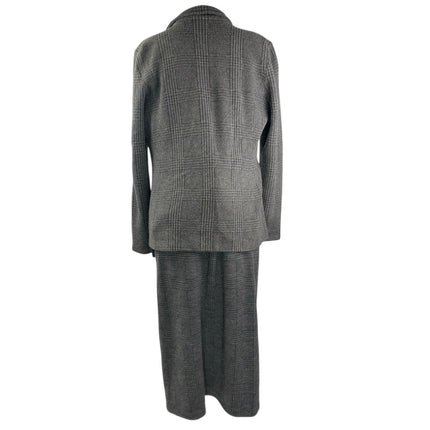 Lauren Ralph Lauren Gray Wool Cashmere Plaid Check Sweater Blazer Dress Set L