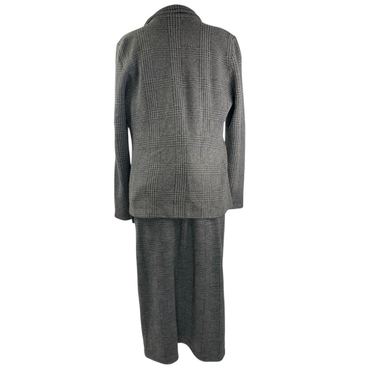 Lauren Ralph Lauren Gray Wool Cashmere Plaid Check Sweater Blazer Dress Set L