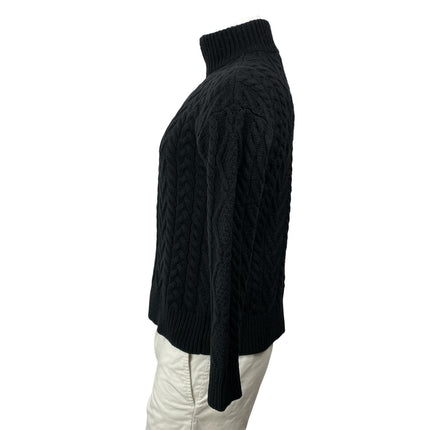 Lauren Ralph Lauren Mens Black 1/4 Zip Cashmere Turtleneck Cable Knit Sweater S