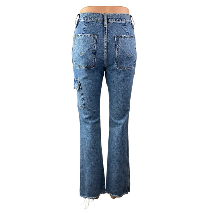 Hudson Women's Blue High Rise Raw Hem Flared Bootcut Denim Jeans Pants Size 25