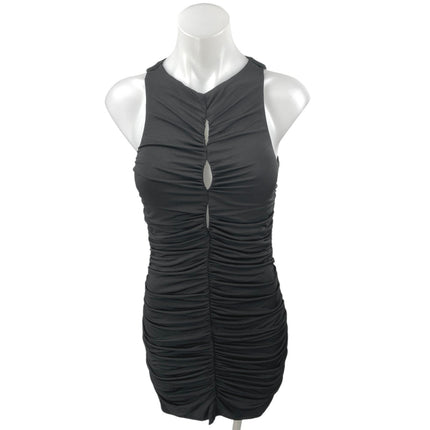 Abercrombie & Fitch Black Sleeveless Cutout Ruched Mini Bodycon Dress Size M