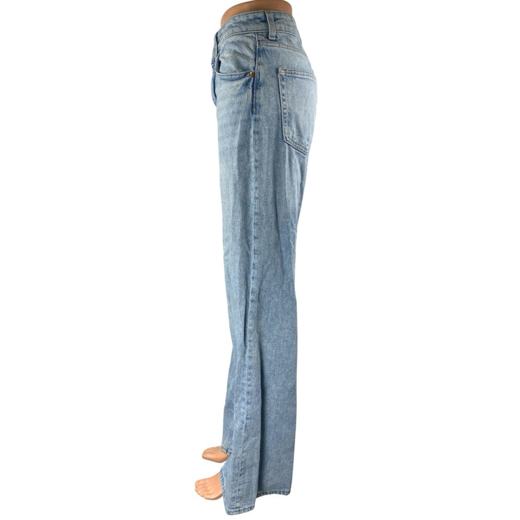 H&M Women's Blue Light Wash High Waisted Baggy Wide Leg Denim Jeans Size 4
