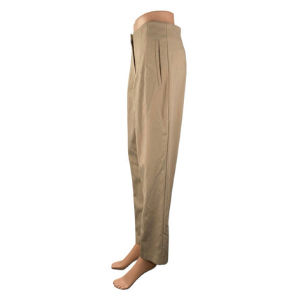 Zara Women's Tan Khaki Beige High Rise Tapered Leg Trousers Dress Pants Size M