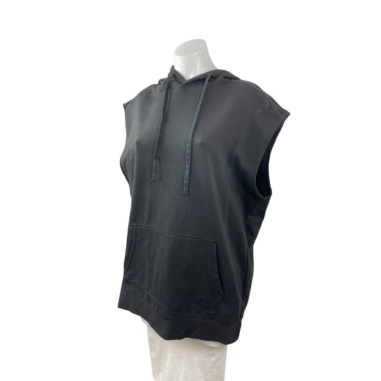 No Boundaries Women's Black Sleeveless Hoodie Hooded Oversized Sweatshirt Top L