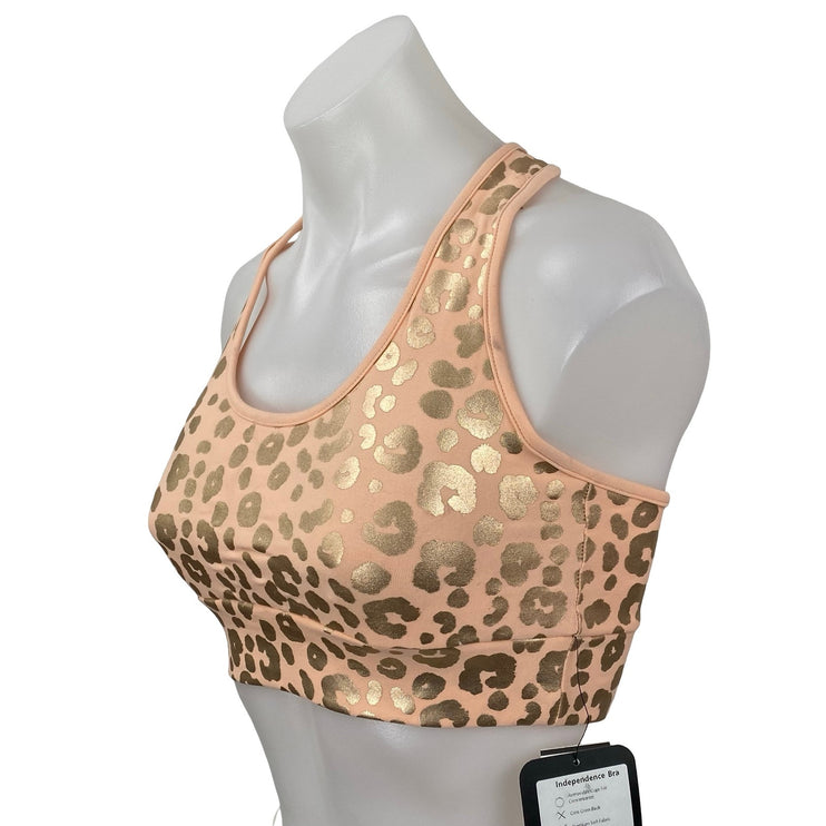 NEW Electric Yoga Independence Cheetah Metallic Athletic Sports Bra Tank Top XS