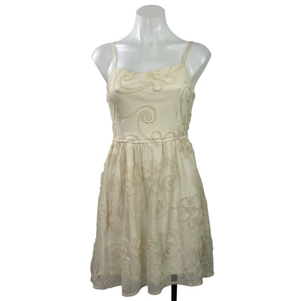 Band of Gypsies Cream Sleeveless Floral Embroidered Camisole Mini A-line Dress S
