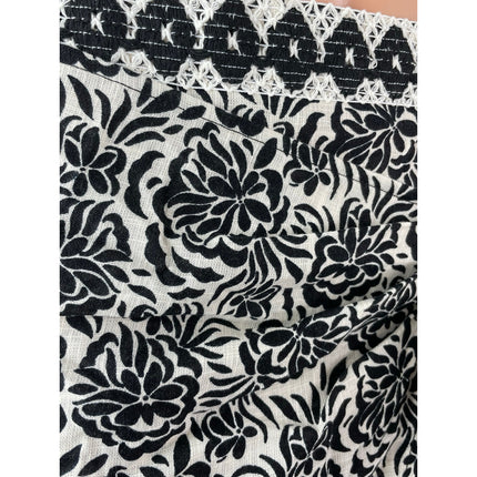 Zara Women's Black White Floral Embroidered Waist High Rise Mini Wrap Skirt Sz S