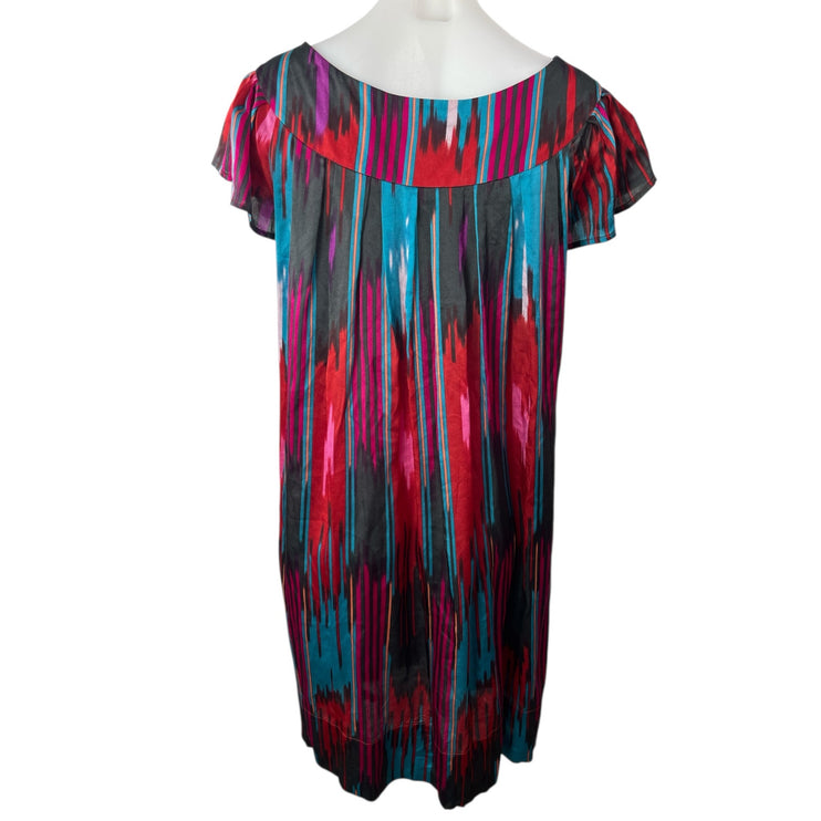 French Connection 100% Silk Multicolor Abstract Short Sleeve Mini Shift Dress 4