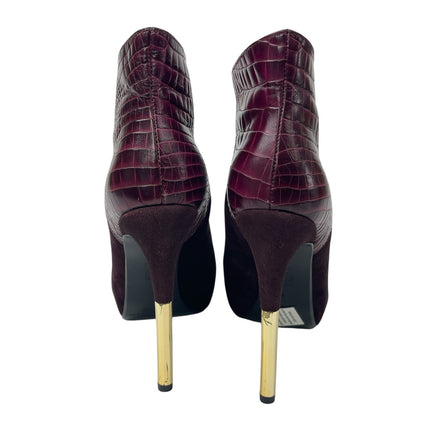 Sigerson Morrison Women's Burgundy Leather Gold Stiletto Heels Ankle Boots Sz 6