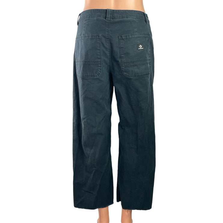 Converse Women's Black High Rise Wide Leg Baggy Raw Hem Denim Jeans Size 27