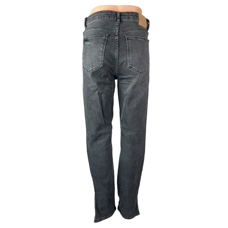 Zara Women's Black Washed High Waisted Slim Straight Leg Denim Jeans Size 6