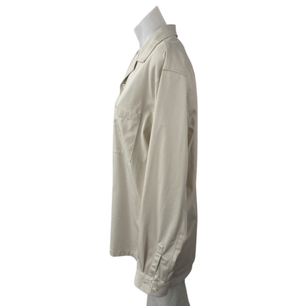 Theory Women's Beige Long Sleeve Chest Pocket Button Down Blouse Shirt Top Sz M