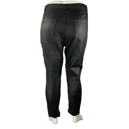 Missguided Women's Black Faux Vegan Leather High Rise Straight Trouser Pants 14