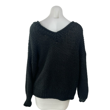 Etophe Studios Women's Black Long Sleeve V Neck Knit Pullover Sweater Top XL