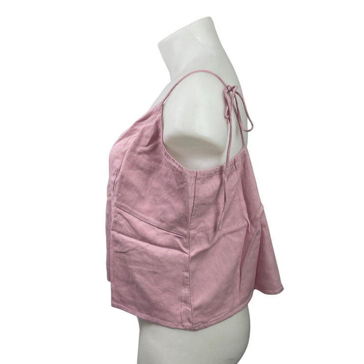 Abercrombie & Fitch Womens Pink Sleeveless Cami Camisole Tie Strap Tank Top XL