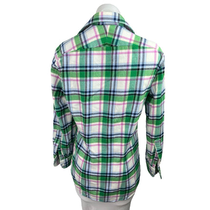 Paul Stuart Green Pink White Plaid Long Sleeve Casual Button Down Shirt Size S