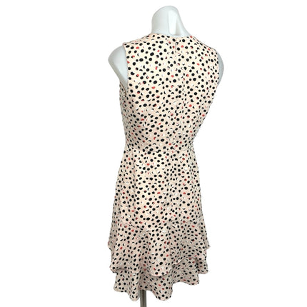 Ann Taylor Factory Cream Polka Dot Ruffle V Neck Fit & Flare Mini Dress Size 2P