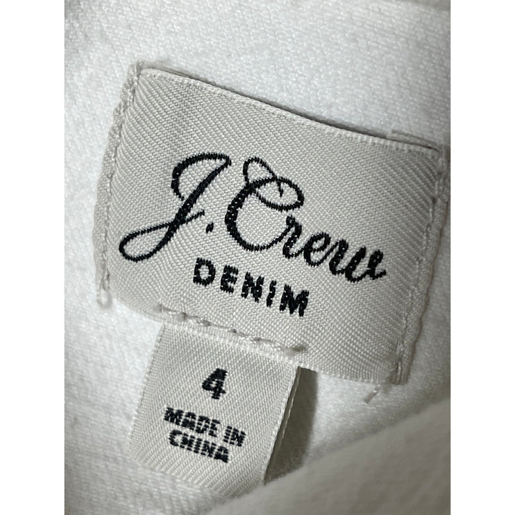 J.Crew White Square Neck Sleeveless Slit Zipper Mini Tank A-Line Denim Dress 4