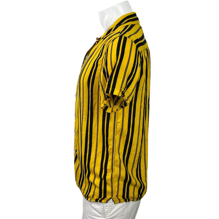 Pacsun Men's Yellow Striped Short Sleeve Collared Button Down Shirt Top Size S