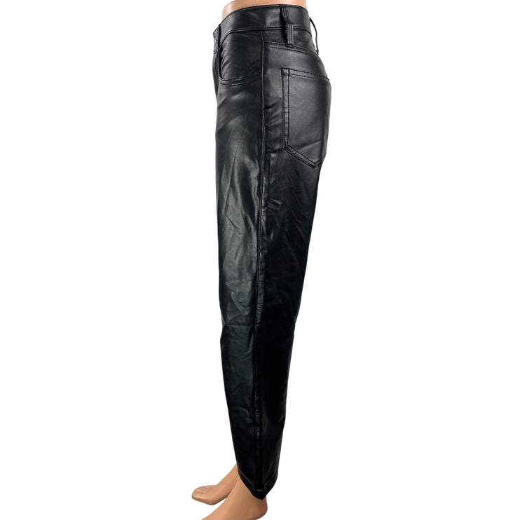 Abercrombie & Fitch Black Ultra High Rise Leather Straight Trouser Pants Sz 26/2