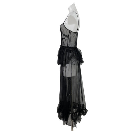 Urban Outfitters Black Tulle Sheer Sleevelee Cami Camisole Maxi Coverup Dress SP