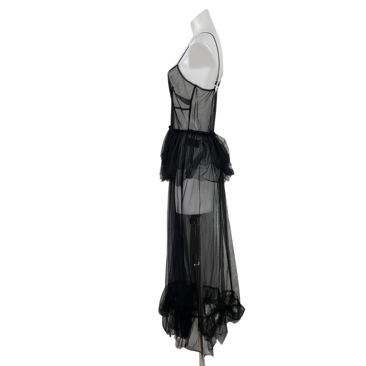 Urban Outfitters Black Tulle Sheer Sleevelee Cami Camisole Maxi Coverup Dress SP