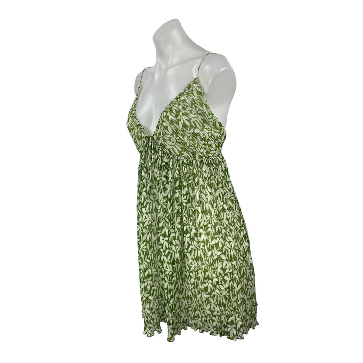 Abercrombie & Fitch Green Floral Sleeveless Mini Cami Tank Flare A-Line Dress L