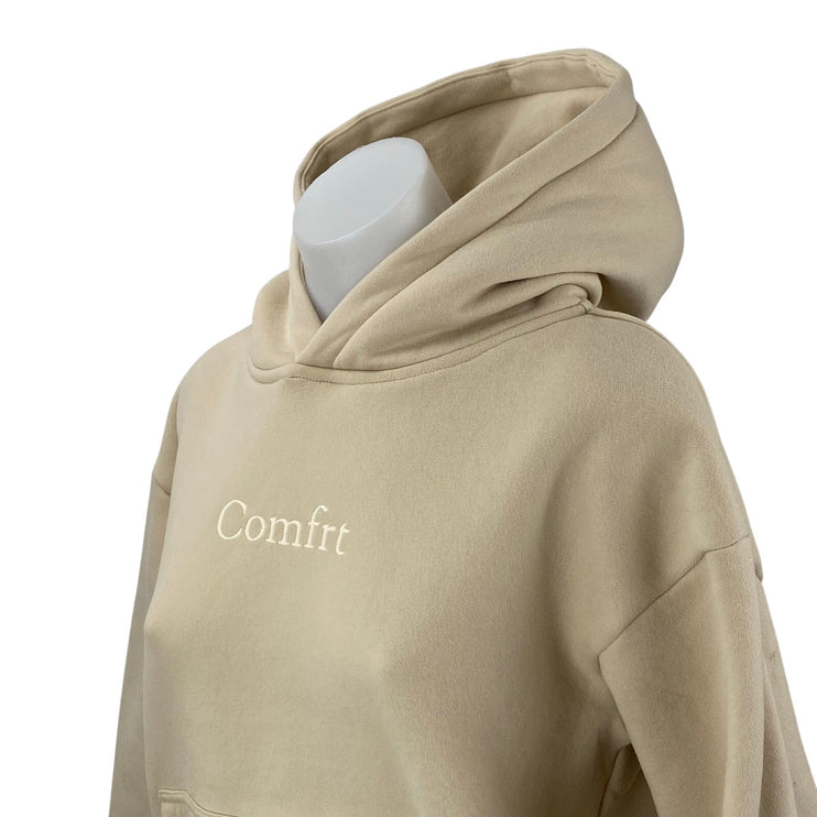 Comfrt Signature Hoodie Beige Embroidered Long Sleeve Sweater Sweatshirt Top XL