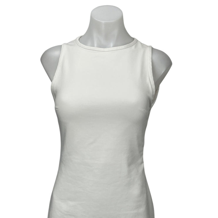 Zara Women's White Sleeveless Open Back Slim Midi Tank Sheath Bodycon Dress XS